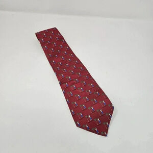 Tropicals by Tango Tie Mens Silk Necktie Golf Palm Trees Red Golfer Man